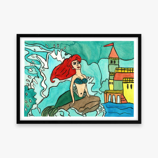 Art print: Mermaid enjoying the view on land