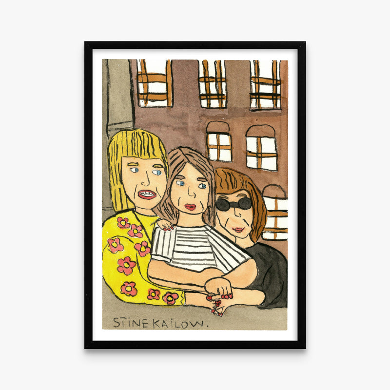 Kunstprint: Stine til demo med venner