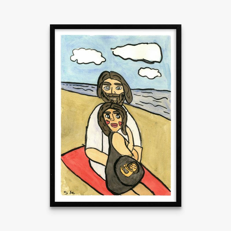 Kunstprint: Drøm Stine og Jakob på stranden