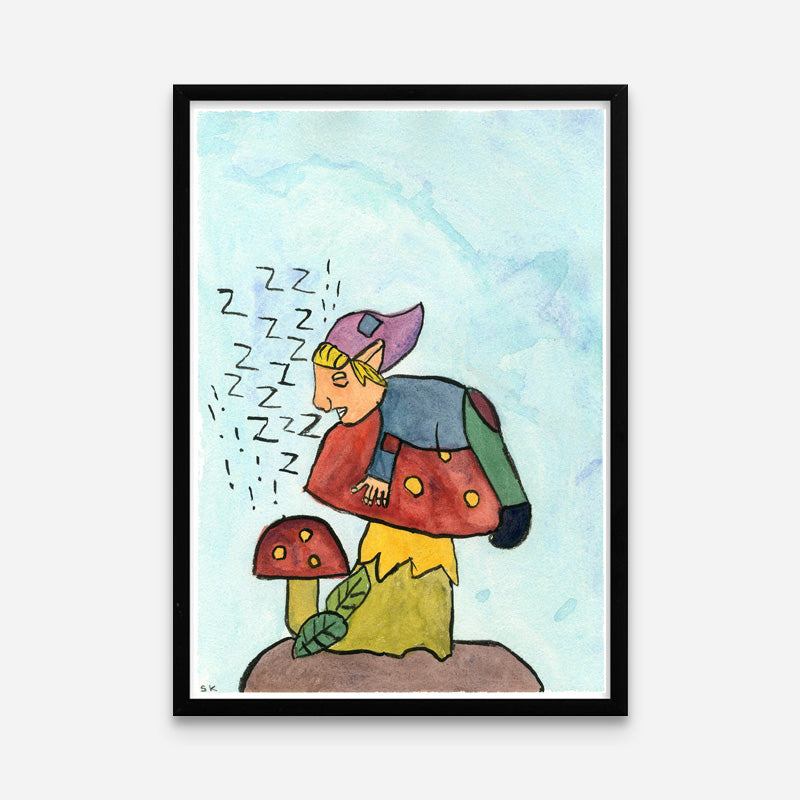 Kunstprint: Trold sover på svamp