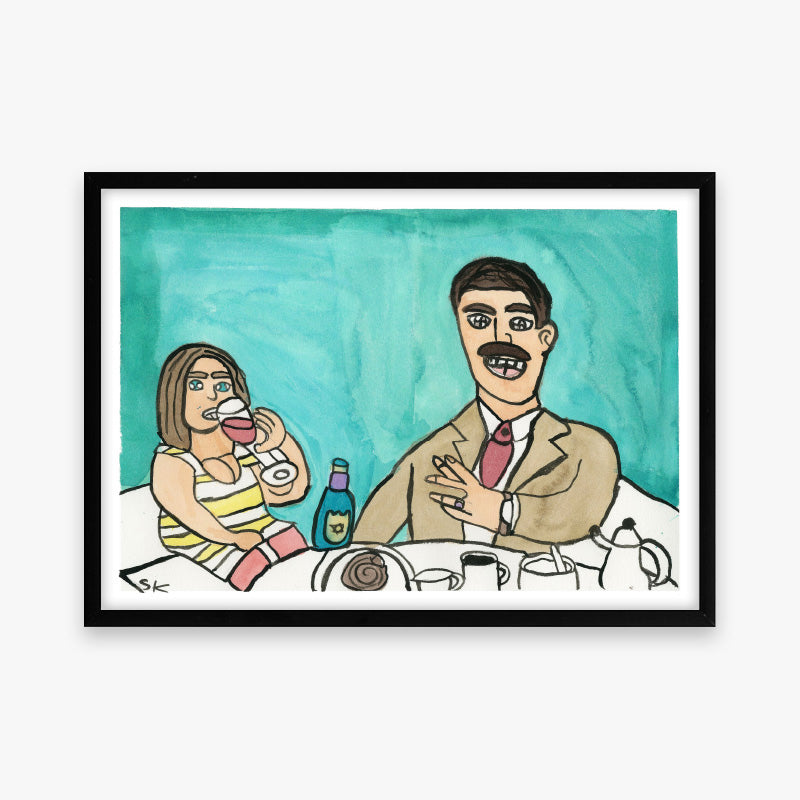 Kunstprint: Stine spiser med Madsen