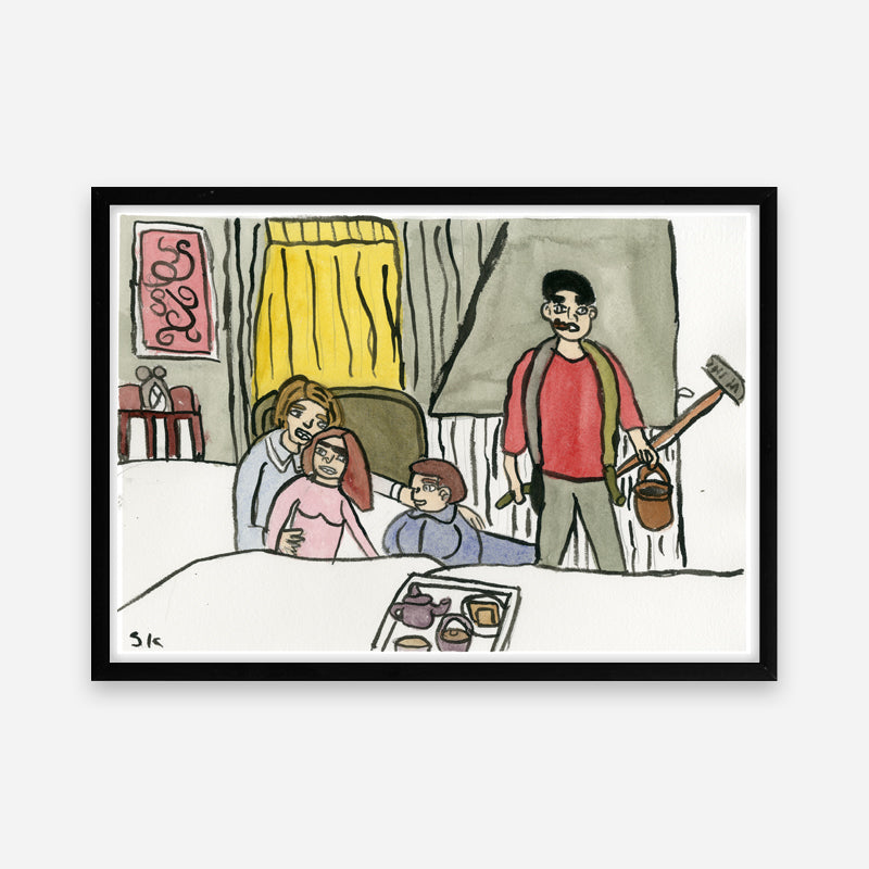Kunstprint: Far passer hjemmet