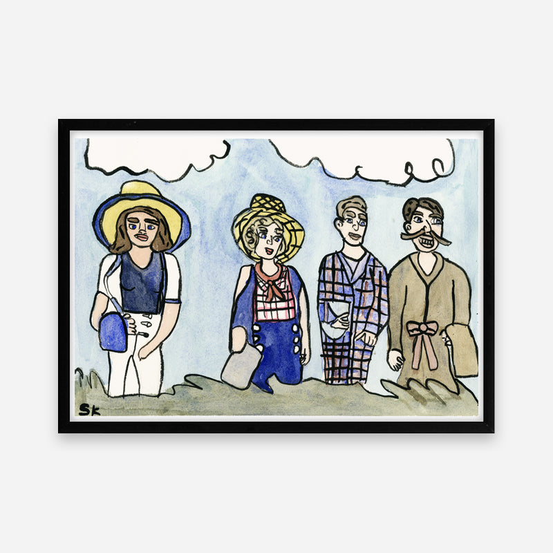 Kunstprint: På strandtur ved Badehotellet