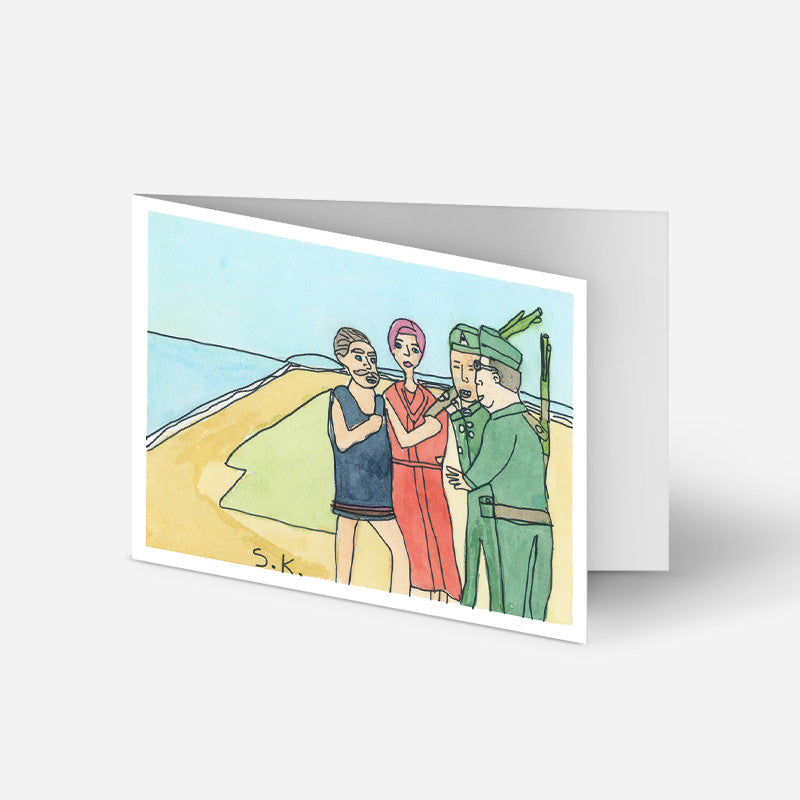 Dobbeltkort: Tyskermøde på stranden ved Badehotellet