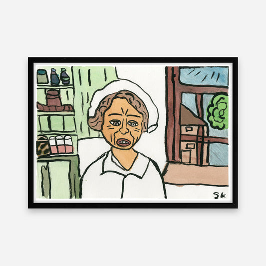 Kunstprint: Fru Andersen på badehotellet