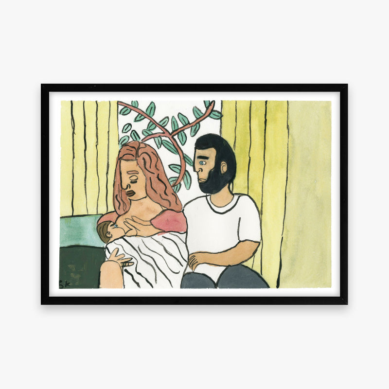 Kunstprint: Lille Stine med mor og far
