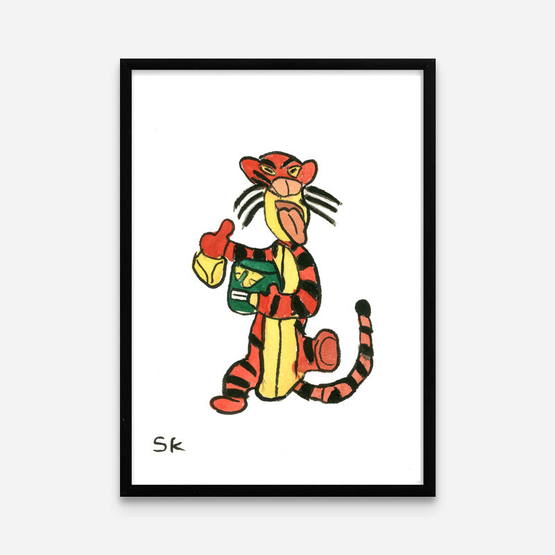 Kunstprint: Fræk tiger
