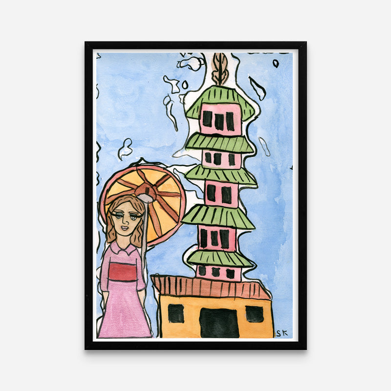 Kunstprint: Stine drømmer sig i Japan