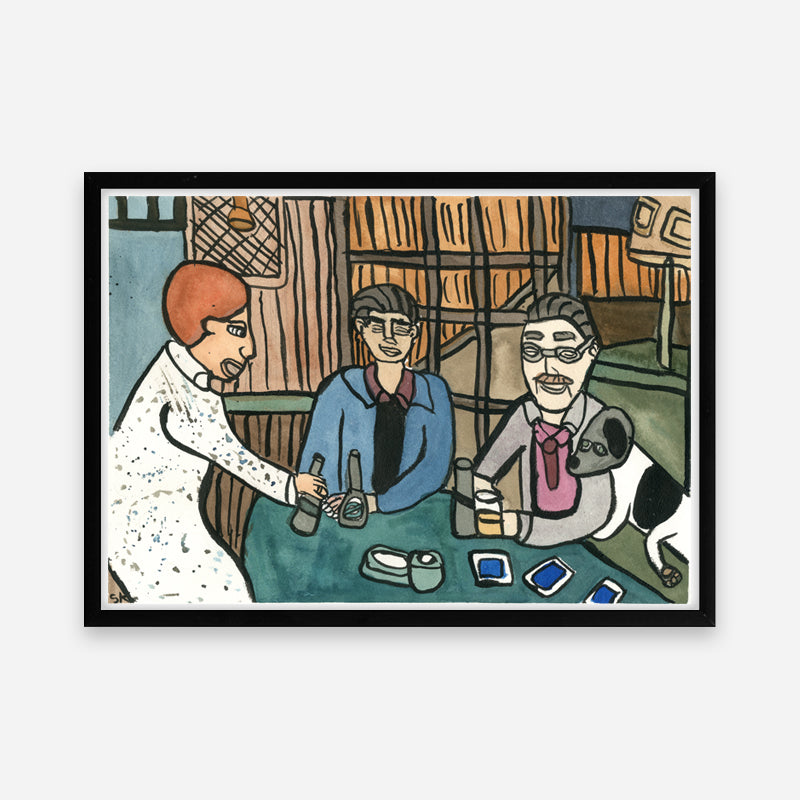 Kunstprint: Grissehandlern drikker øl på kroen