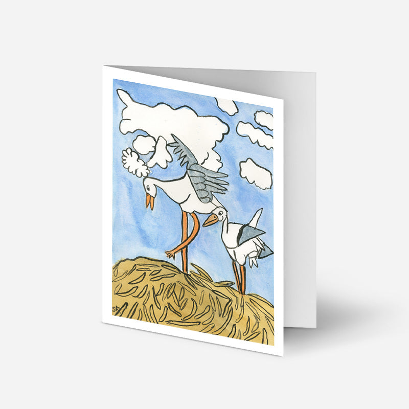 Dobbeltkort: Stork i rede
