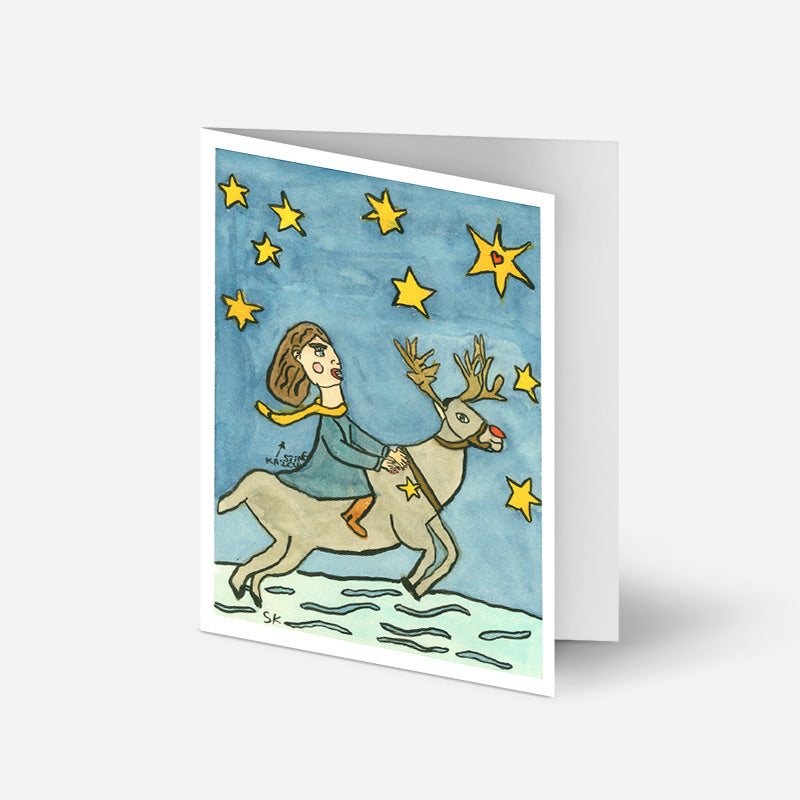 5 stk. Dobbeltkort: Vinterrensdyr - Make-A-Wish