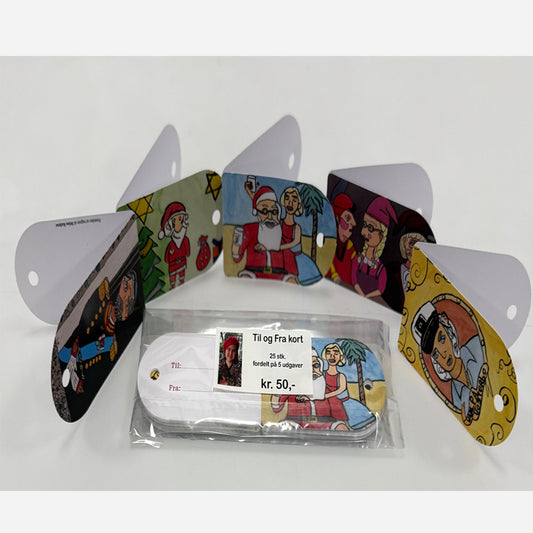 Til og fra kort: Pakke med 25 stk. - 5 varianter 2025